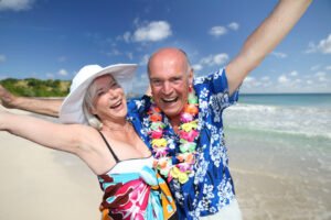 Happy senior couple enjoying vacation 