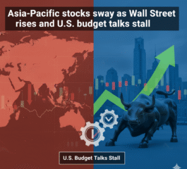 Asia-Pacific stocks sway as Wall Street rises and U.S. budget talks stall