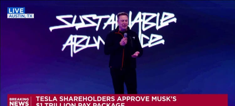 Tesla Investors Back Elon Musk’s Near-$1 Trillion Compensation Plan - Imagem do artigo original