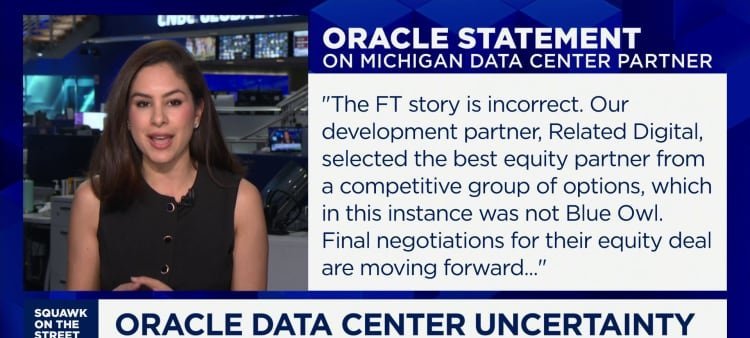 Oracle Shares Slide After Reported Financing Snag on $10 Billion Michigan Data Center - Imagem do artigo original