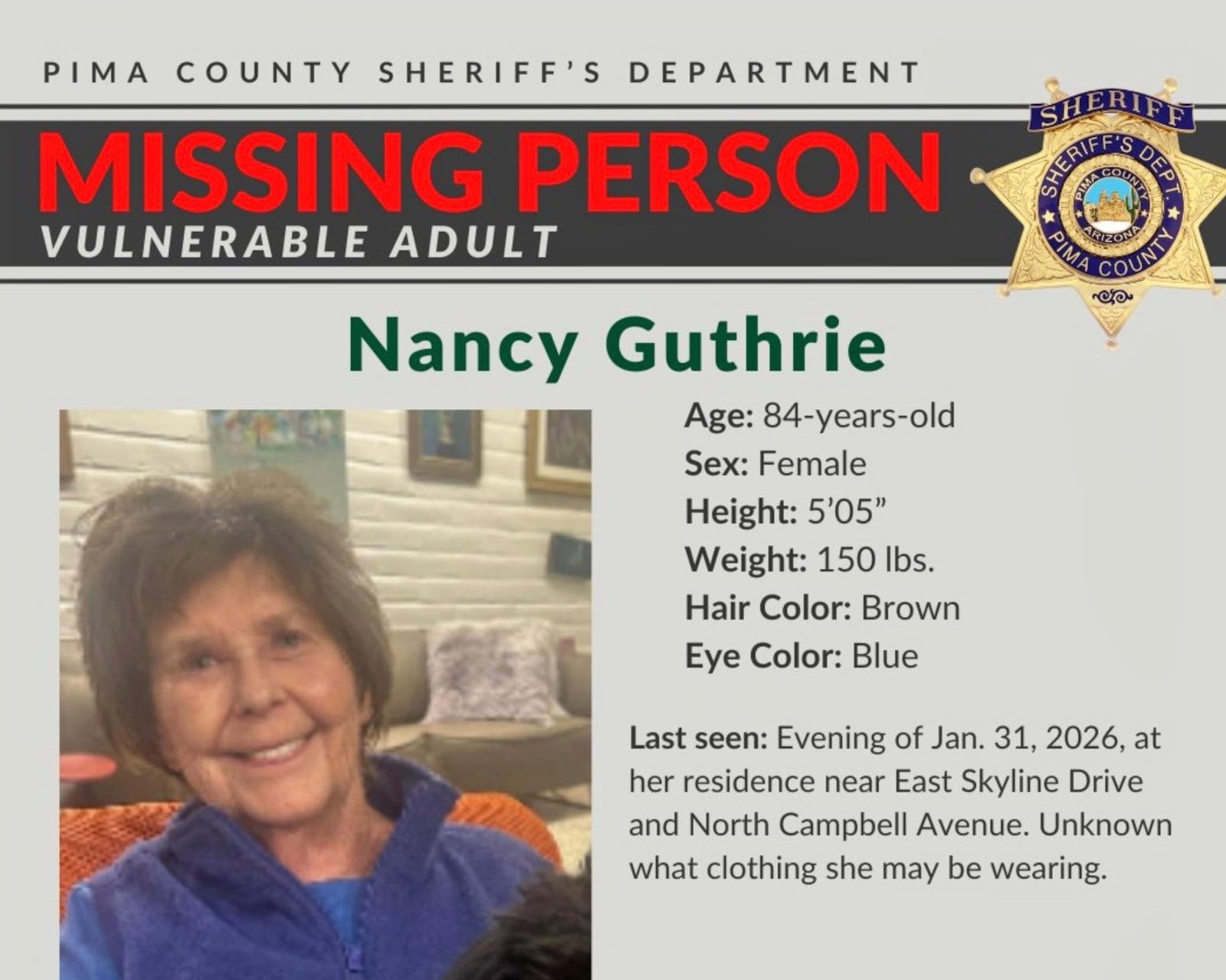 FBI Joins Search for Nancy Guthrie, Makes Arrest in False Ransom Scheme - Imagem do artigo original